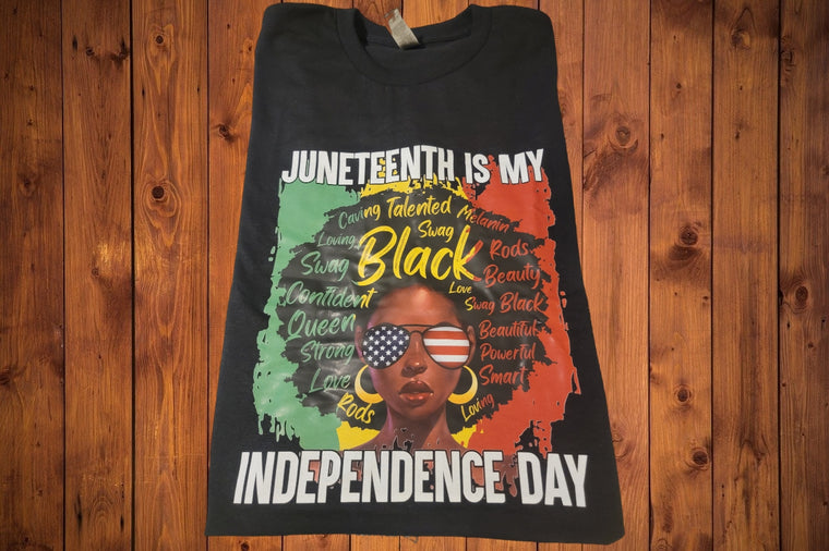 Juneteenth Women Black Short Sleeved T-Shirt